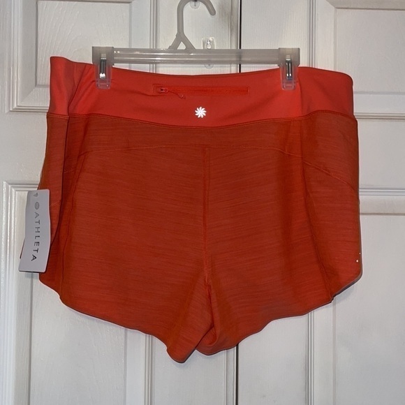 NWT Athleta Run With It Textured 4” Shorts In Space Dye Orange Haze - Picture 6 of 8